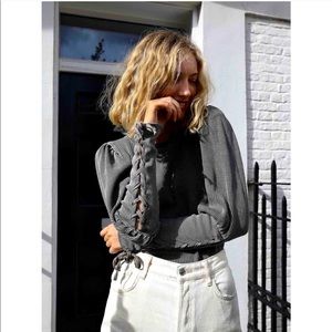 Free People Tasha lace up sleeve thermal